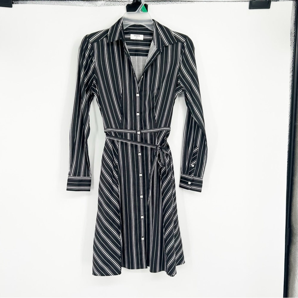 Untuckit Black & White Stripe Button Front‎ Shirtdress Size 0